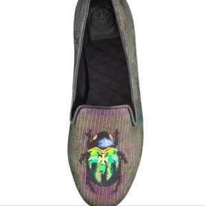 Used Tory Burch iridescent scarab loafer